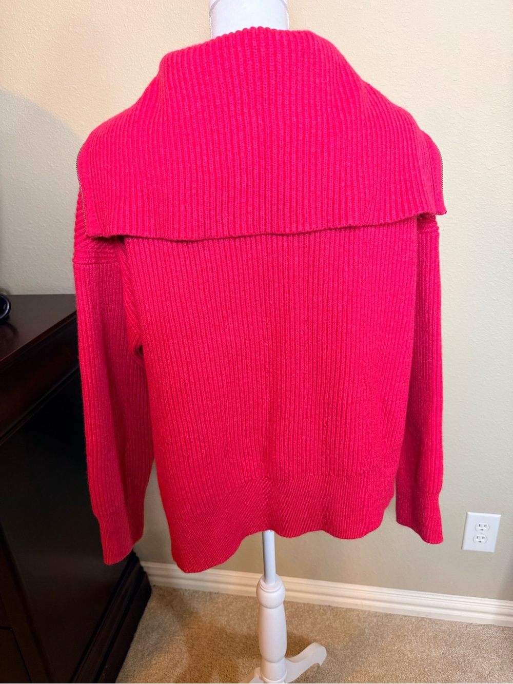 All Saints Red Lambswool Half-Zip Rollneck Sweater size medium - Picture 4 of 7
